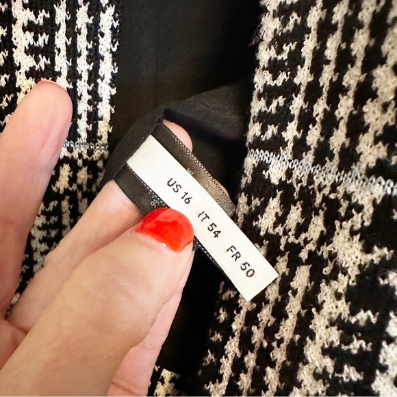 St John Collection Prince of Wales Plaid Check Knit Wool Blend Plus Size Blazer - Picture 14 of 16